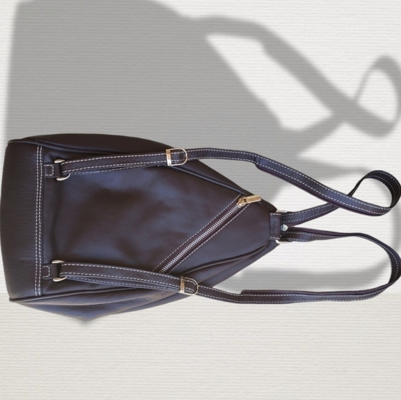 Biacci Brown Leather backpack purse NWT - Picture 4 of 11